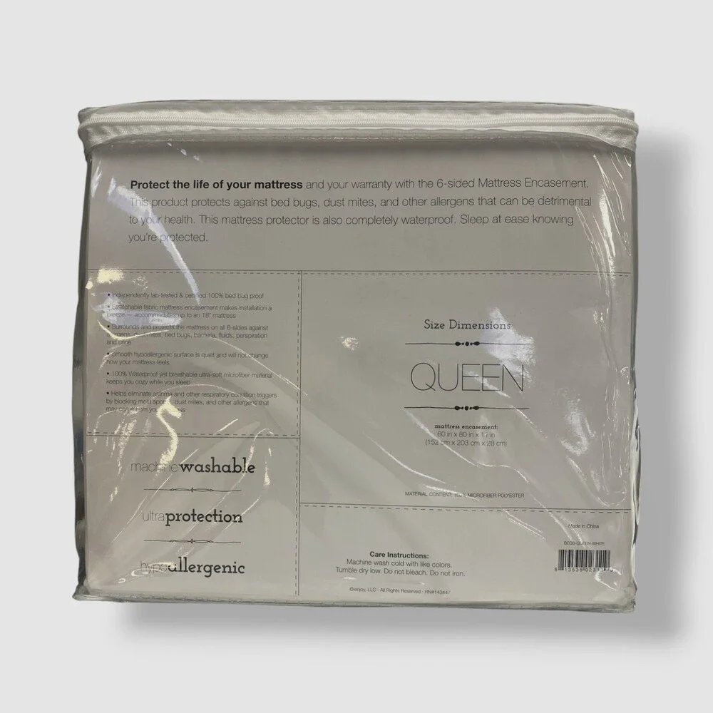 Ienjoy Home Spill Proof Bed Bug Zipper Encasement Mattress Protector, Queen